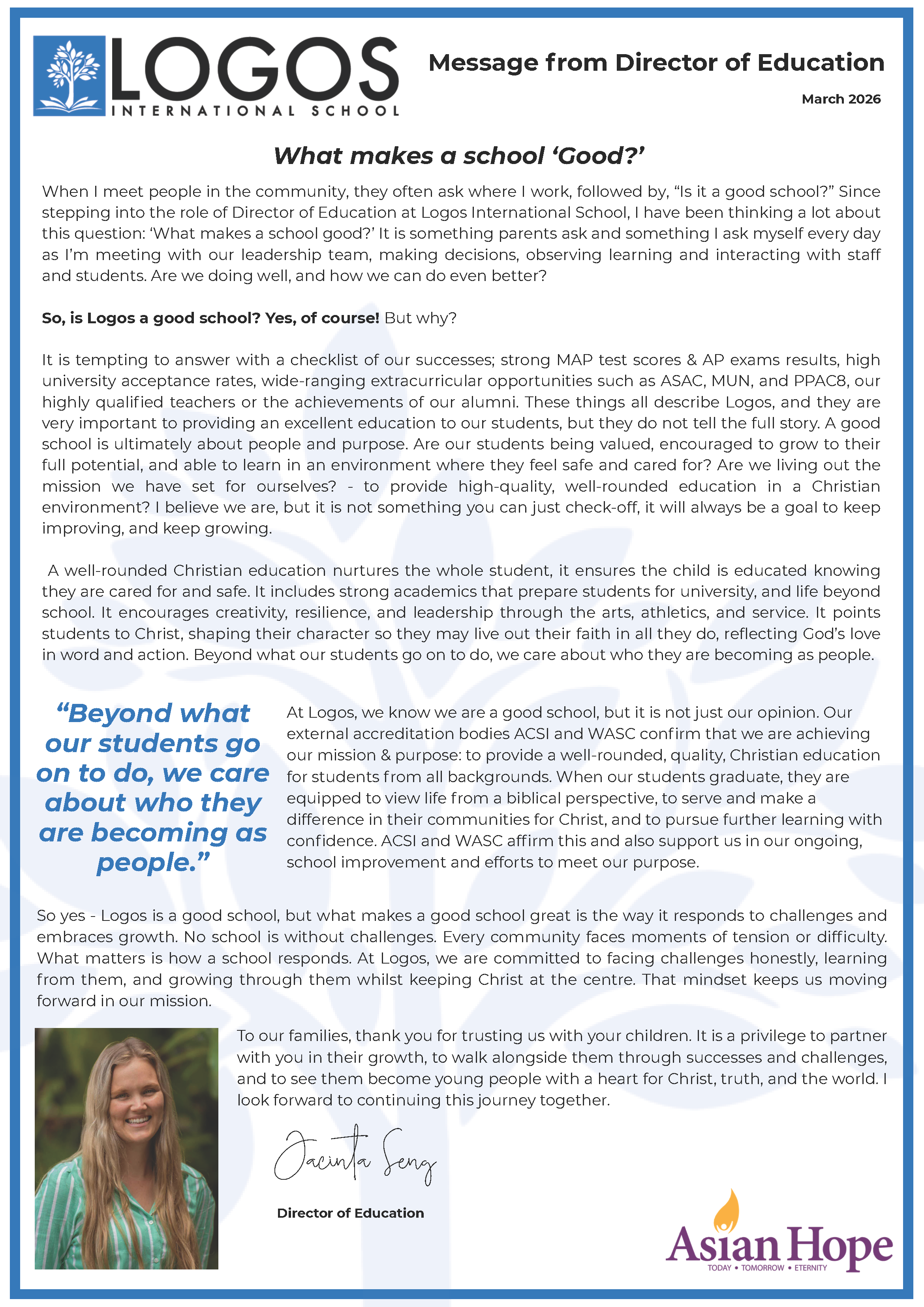 Director's Message for 2026-03